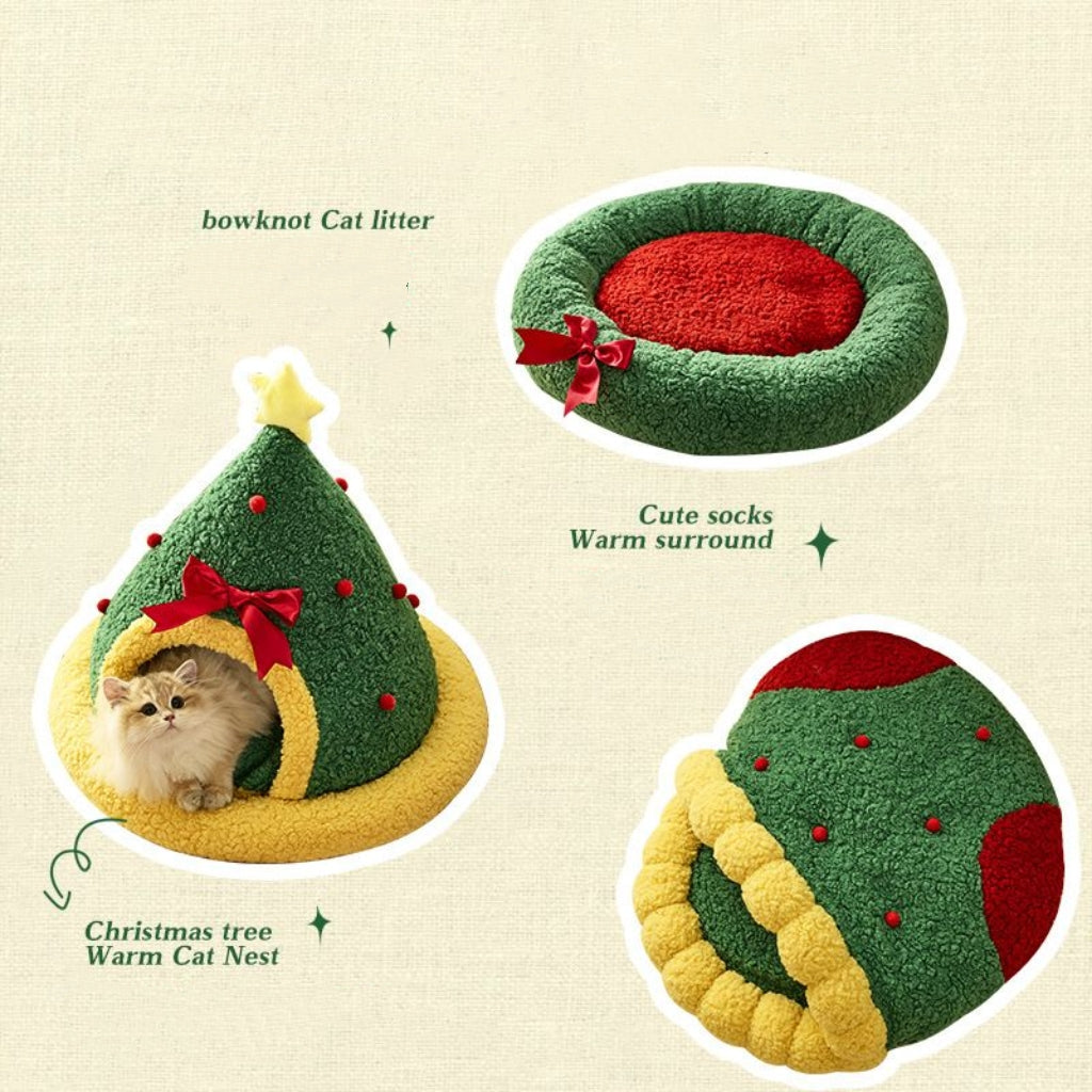 50% OFF🎁Christmas Tree Bed for Small Dogs and Cats