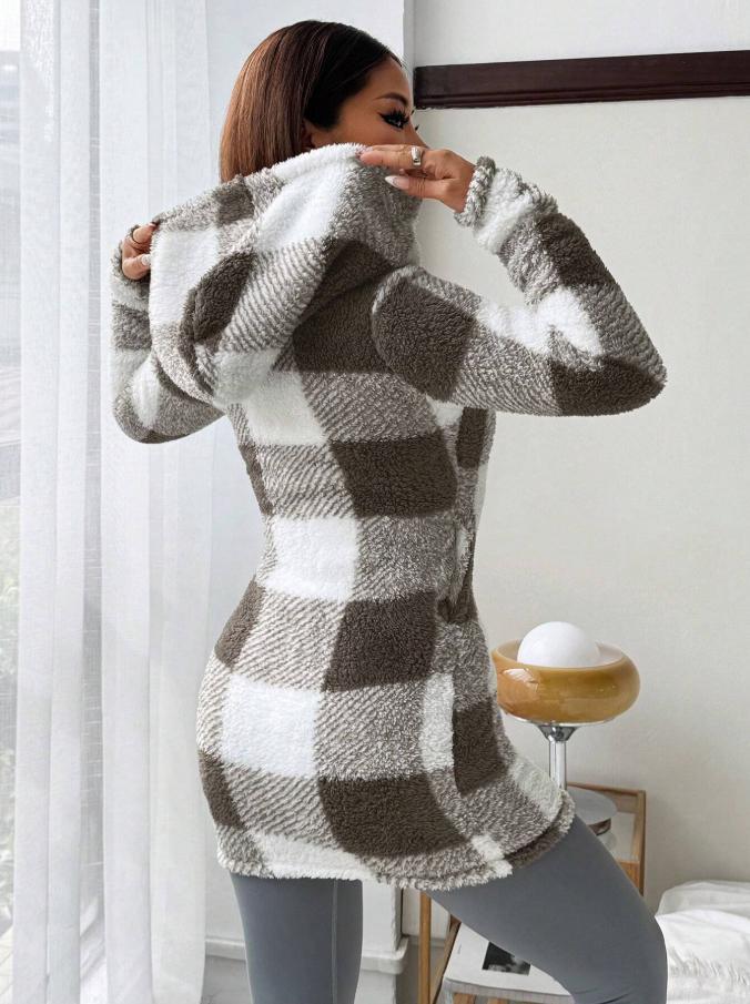 Women's Lattice Hooded Zipper Cotton Jacket