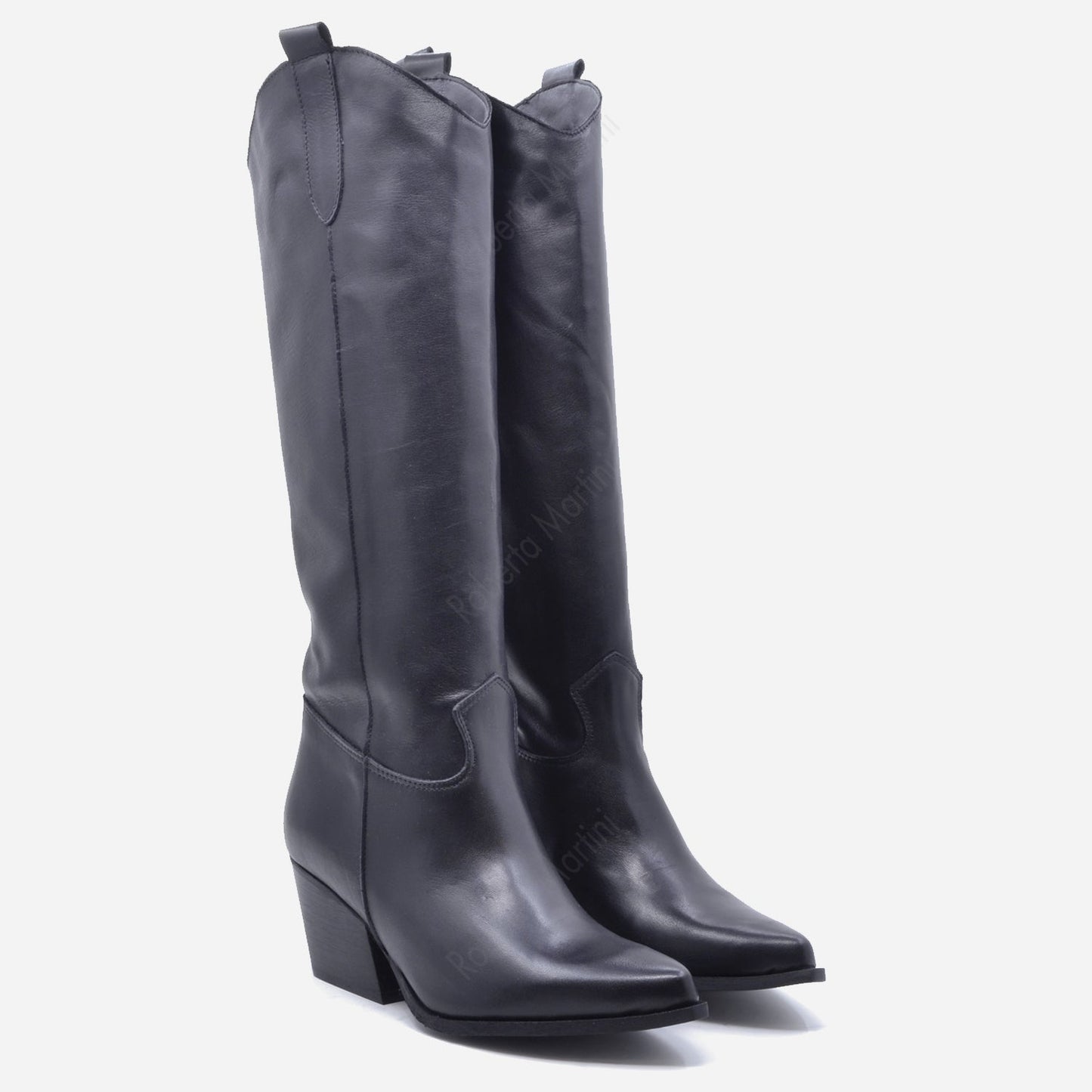 Kinsley Leather Texan Boot Black