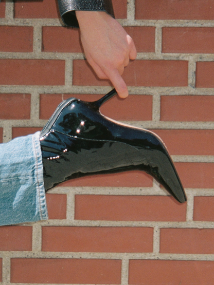LOOPING - Boots - Patent Stretch Black