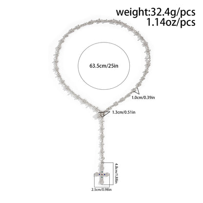 Cross Stacked Alloy Tassel Necklace