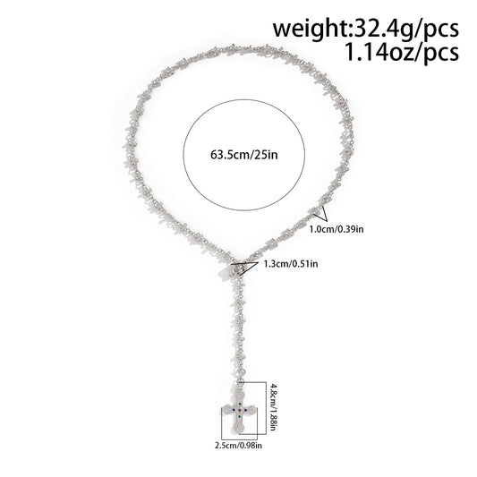 Cross Stacked Alloy Tassel Necklace