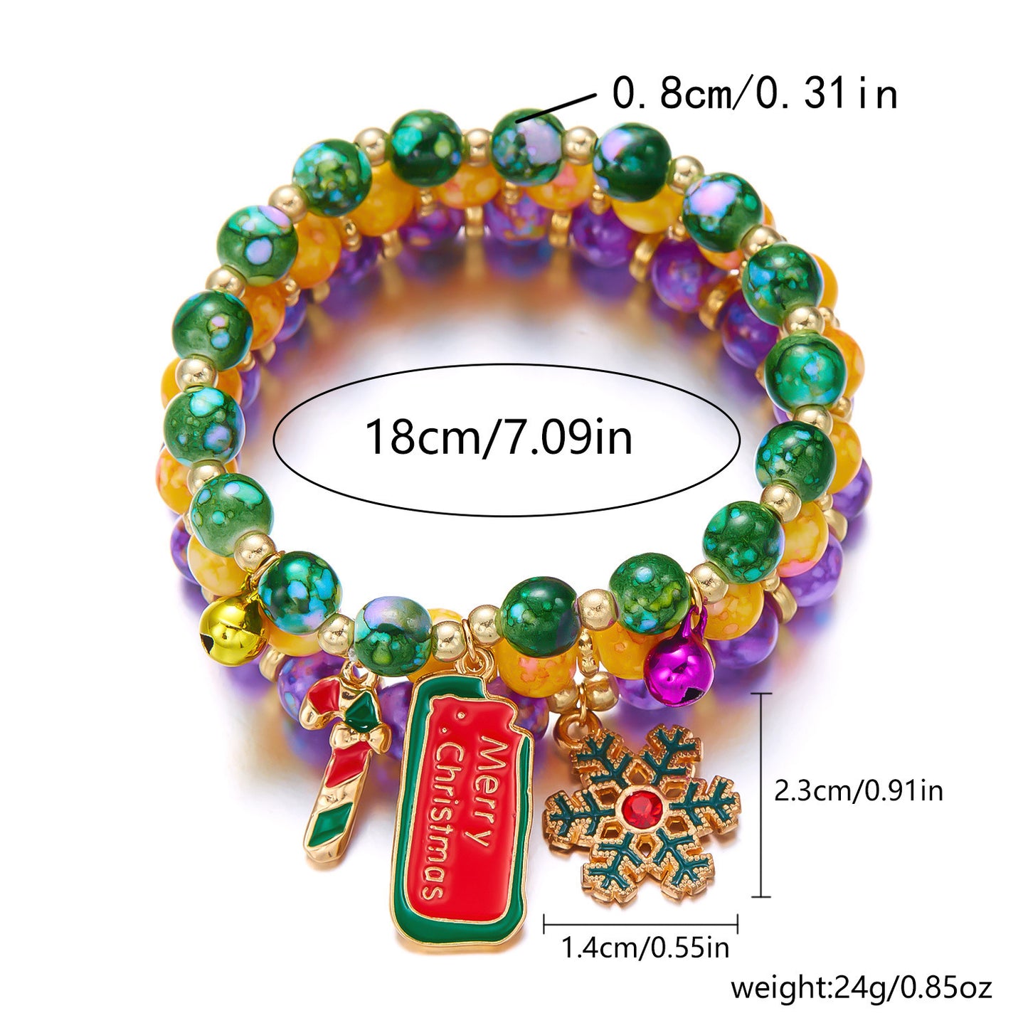 Christmas Beaded Pendant Bracelet Set