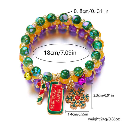 Christmas Beaded Pendant Bracelet Set