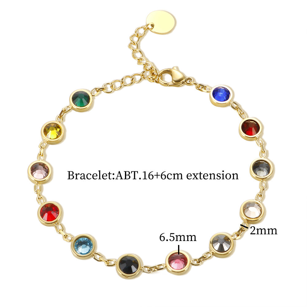 Simple Circle Geometric Colored Rhinestone Bracelet