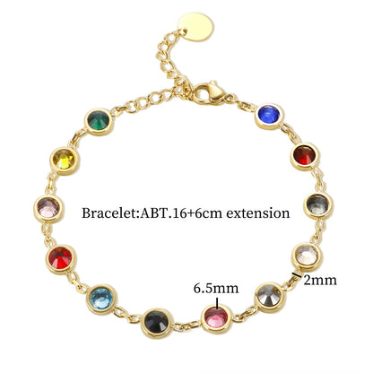 Simple Circle Geometric Colored Rhinestone Bracelet