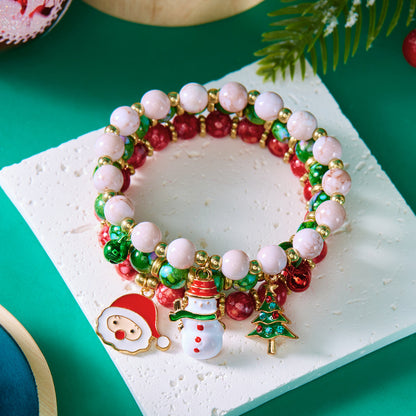 Christmas Beaded Pendant Bracelet Set