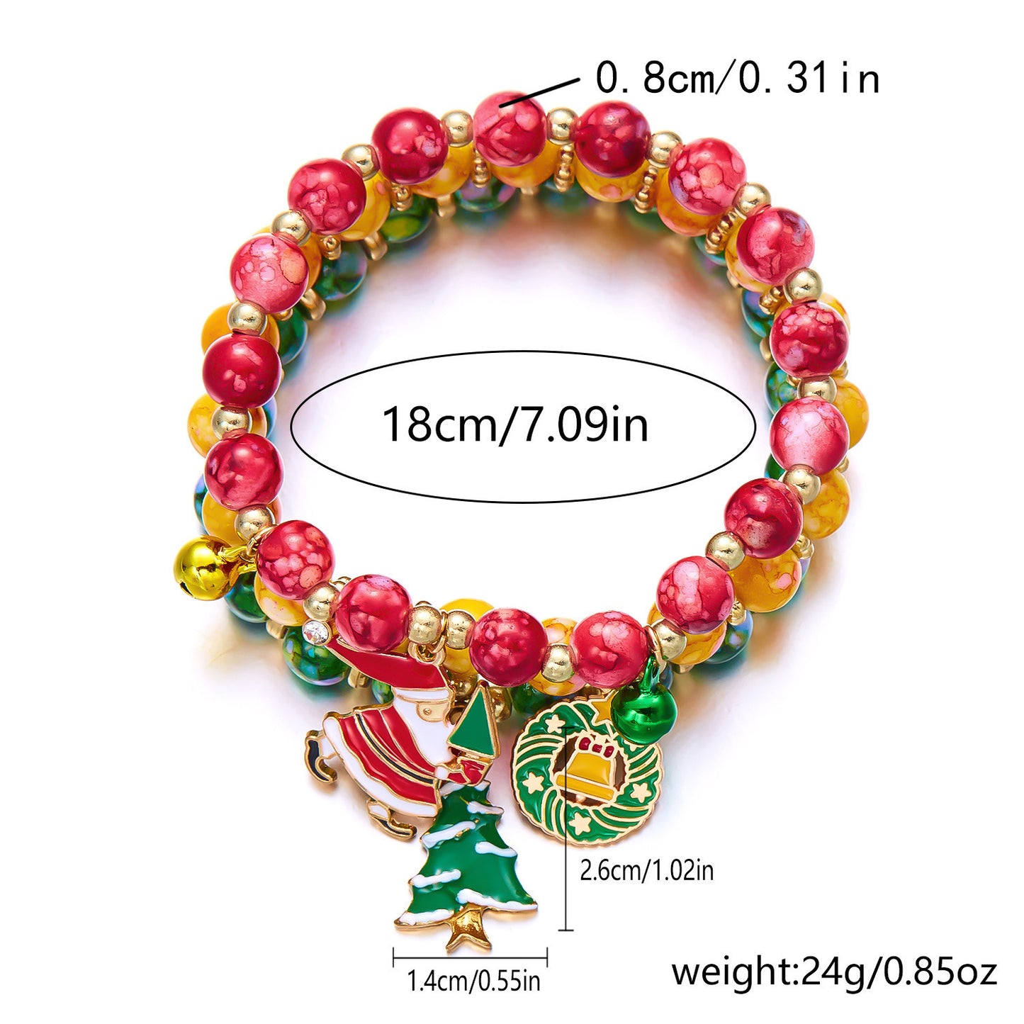 Christmas Beaded Pendant Bracelet Set