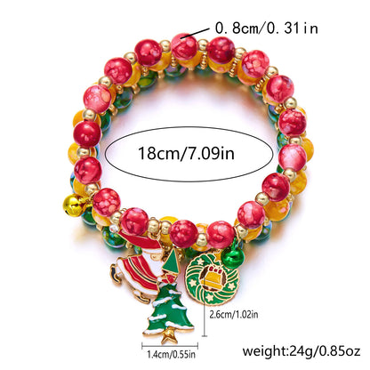 Christmas Beaded Pendant Bracelet Set
