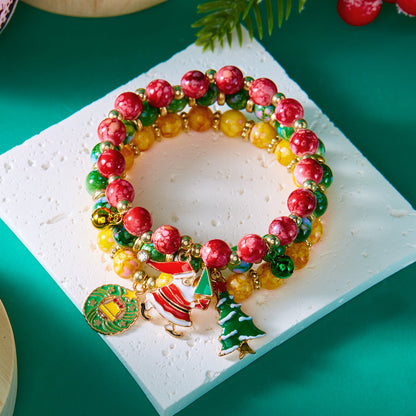 Christmas Beaded Pendant Bracelet Set