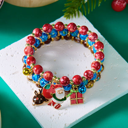 Christmas Beaded Pendant Bracelet Set