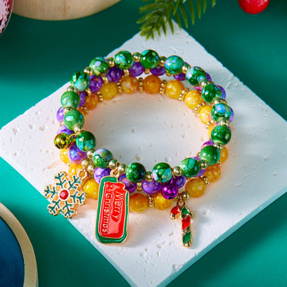 Christmas Beaded Pendant Bracelet Set