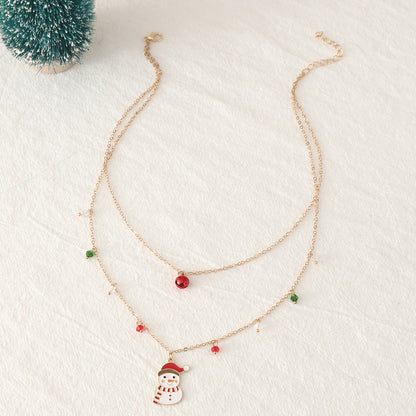 Christmas Double Layer Snowman Necklace