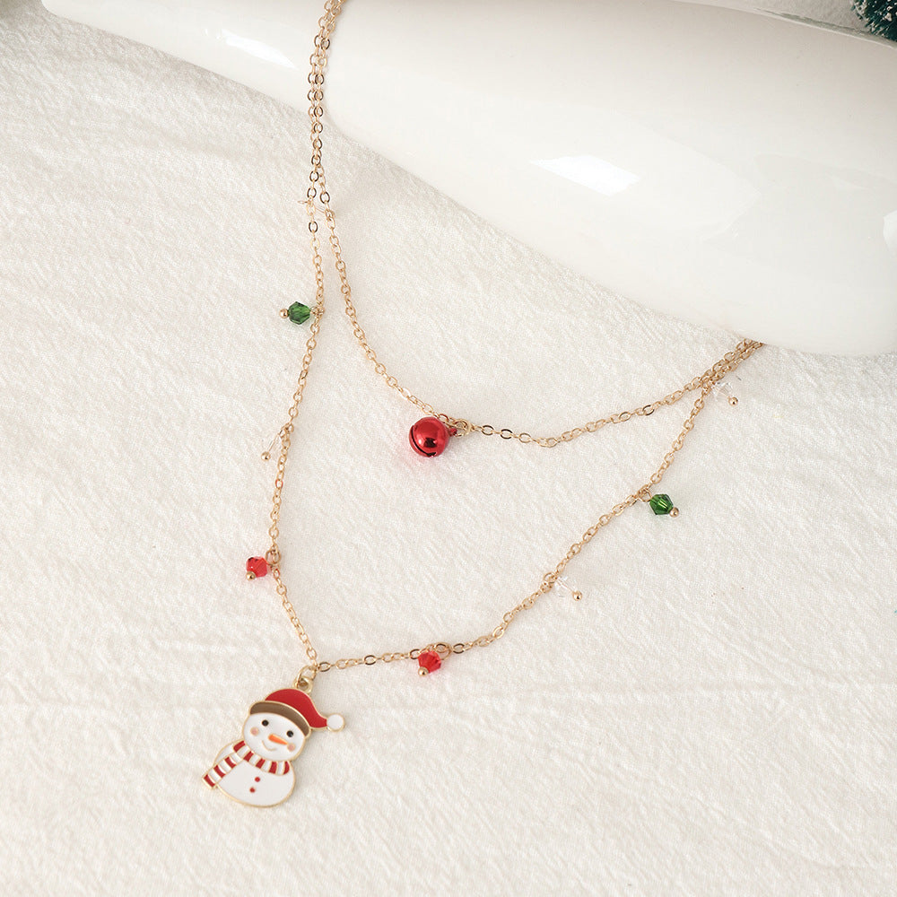 Christmas Double Layer Snowman Necklace