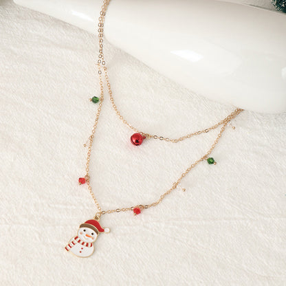 Christmas Double Layer Snowman Necklace