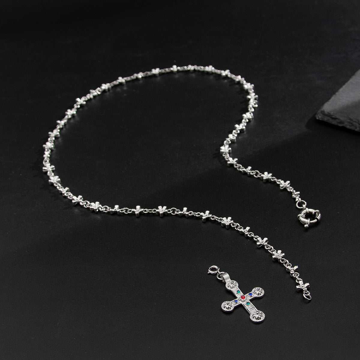 Cross Stacked Alloy Tassel Necklace