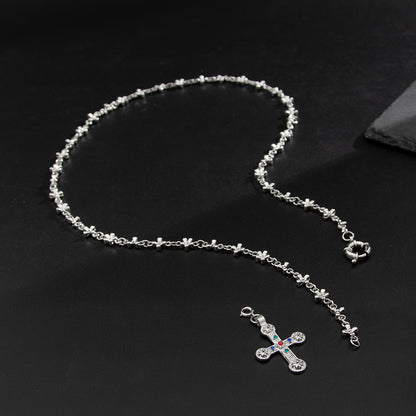 Cross Stacked Alloy Tassel Necklace