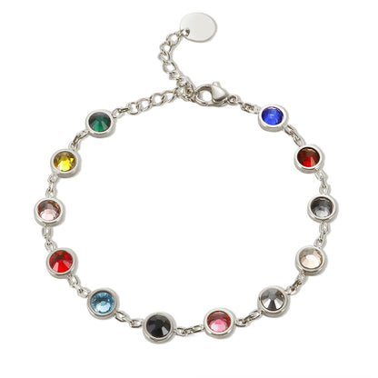 Simple Circle Geometric Colored Rhinestone Bracelet