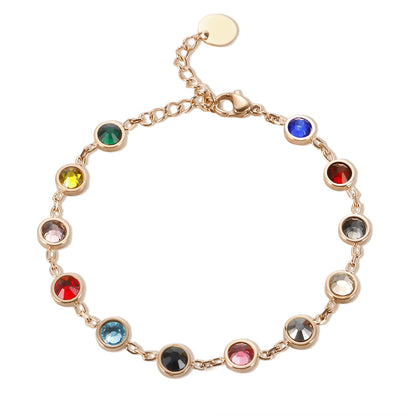 Simple Circle Geometric Colored Rhinestone Bracelet