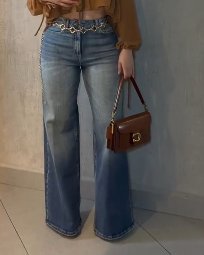 High-Waisted Straight-Leg Jeans