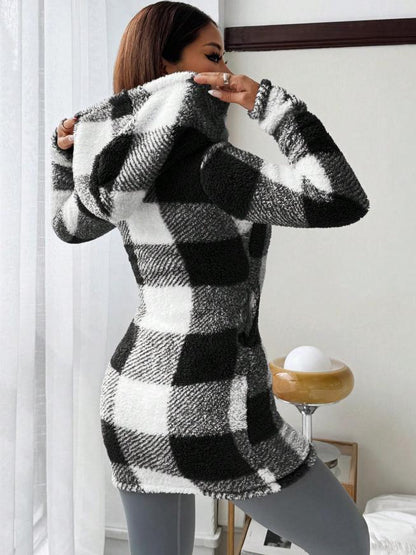 Women's Lattice Hooded Zipper Cotton Jacket