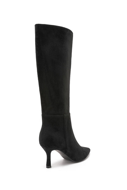 Faye Black Suedette Knee High Boots