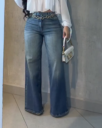 High-Waisted Straight-Leg Jeans